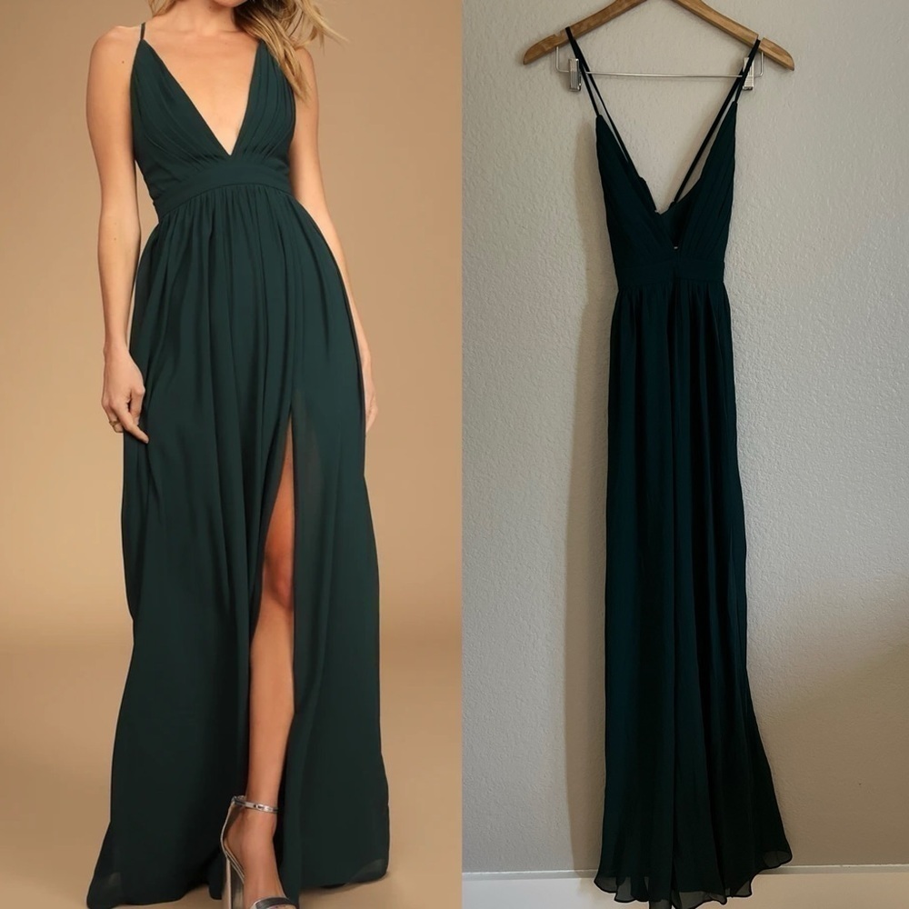 NWOT Ballroom Bliss Emerald Green Pleated Maxi Dress